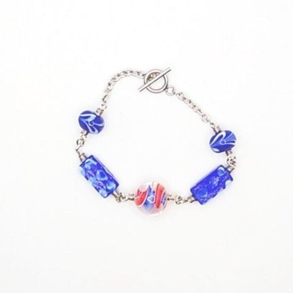 Handmade Blue Murano Glass Charm Bracelet - Picture 2 of 4